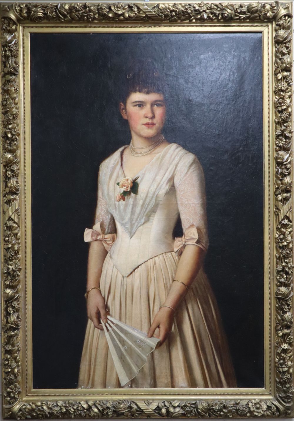 Heinrich Modersohn (1855-1903), oil on canvas, Three quarter length portrait of a young lady, signed and dated, 116 x 76cm